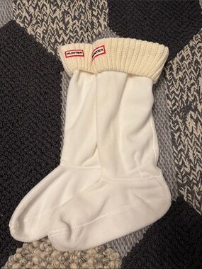 Hunter Cream & White Fleece Boot Socks